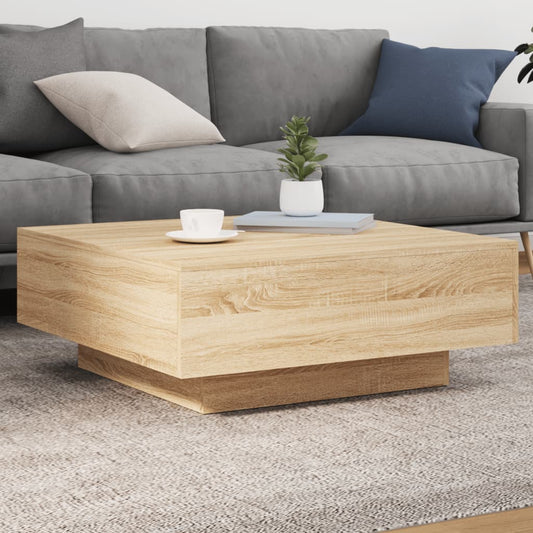 Coffee Table with LED Lights Sonoma Oak 80x80x31 cm - Coffee Tables