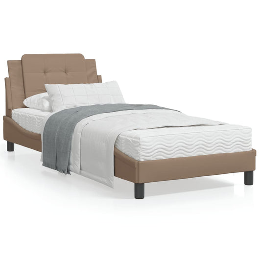 Bed Frame with Headboard Cappuccino 90x190 cm Single Faux Leather