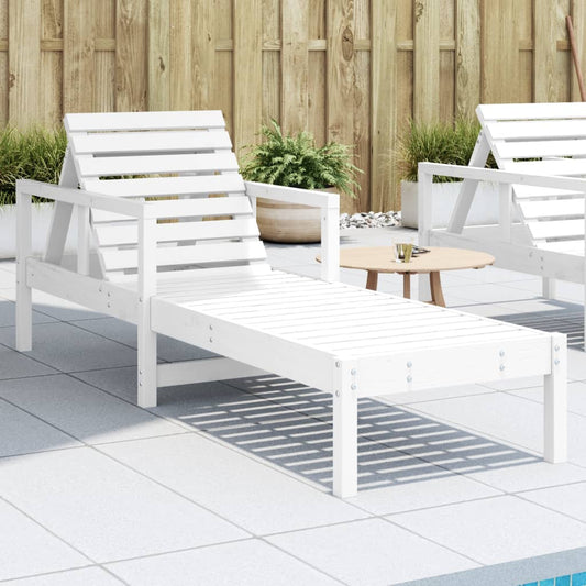 Sun Lounger White 199.5x62x55 cm Solid Wood Pine - Sunloungers
