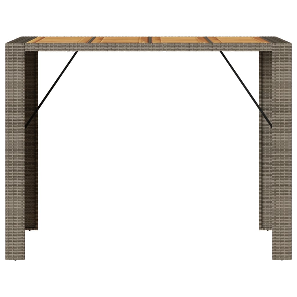 Garden Table with Acacia Wood Top Grey 145x80x110 cm Poly Rattan - Outdoor Tables