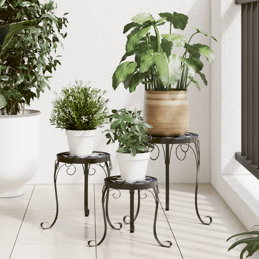 Plant Stands 3 pcs Black and White Ceramic - Plant Stands