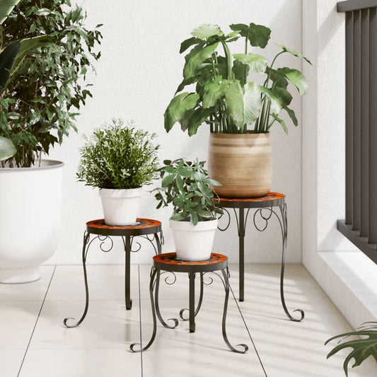 Plant Stands 3 pcs Terracotta and White Ceramic - Plant Stands