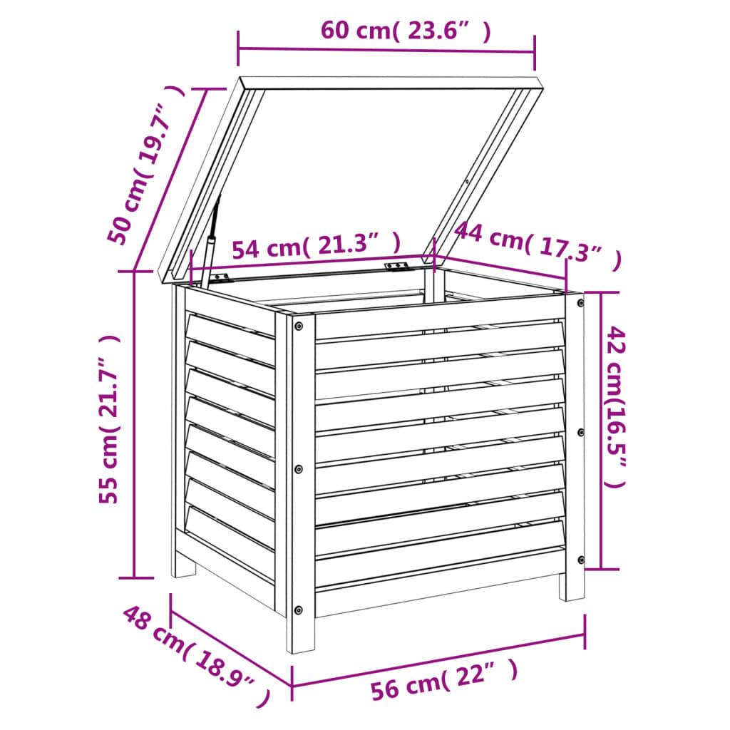 Garden Storage Box 60x50x55 cm Solid Wood Acacia - Outdoor Storage Boxes