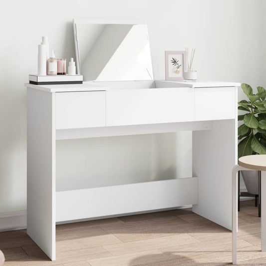 Dressing Table with Mirror White 100x45x76 cm - Bedroom Dressing Tables