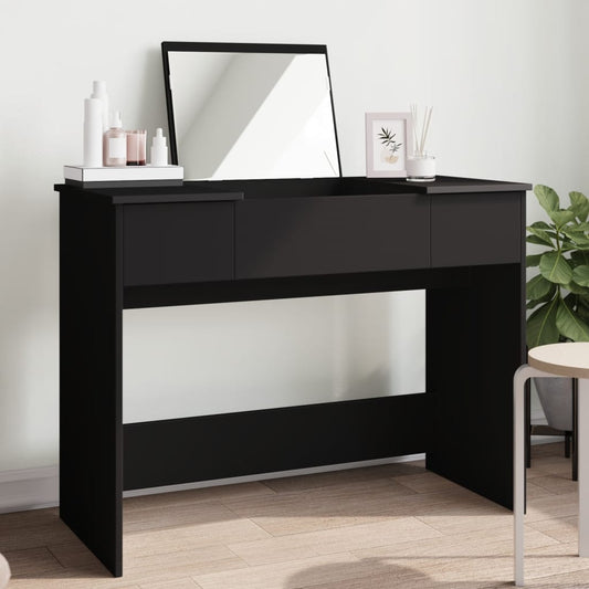 Dressing Table with Mirror Black 100x45x76 cm - Bedroom Dressing Tables