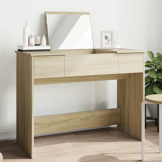 Dressing Table with Mirror Sonoma Oak 100x45x76 cm - Bedroom Dressing Tables