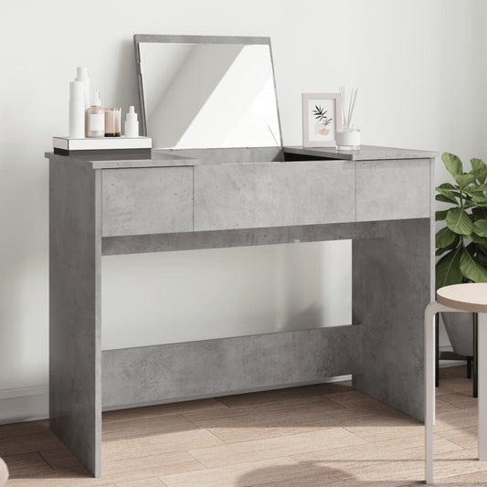 Dressing Table with Mirror Concrete Grey 100x45x76 cm - Bedroom Dressing Tables