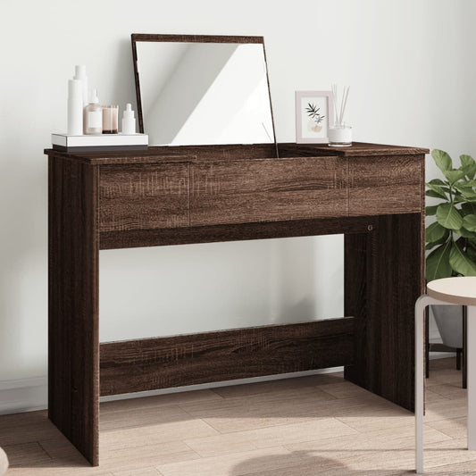 Dressing Table with Mirror Brown Oak 100x45x76 cm - Bedroom Dressing Tables
