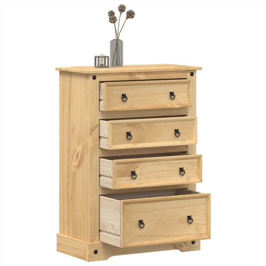 Chest of Drawers Corona 80x43x114 cm Solid Wood Pine - Storage Chests