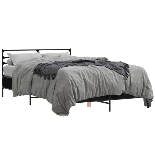 Bed Frame Black 120x200 cm Engineered Wood and Metal - Beds & Bed Frames