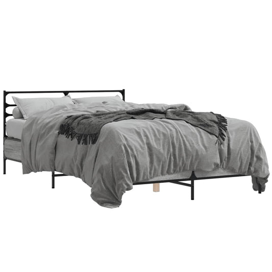 Bed Frame Grey Sonoma 120x200 cm Engineered Wood and Metal
