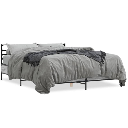 Bed Frame Grey Sonoma 160x200 cm Engineered Wood and Metal - Beds & Bed Frames
