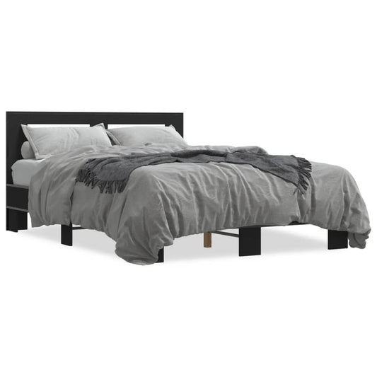 Bed Frame Black 140x200 cm Engineered Wood and Metal