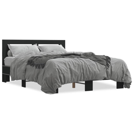 Bed Frame Black 120x200 cm Engineered Wood and Metal - Beds & Bed Frames