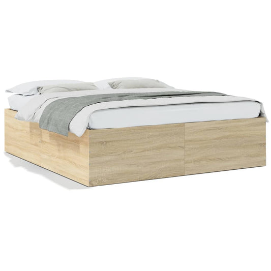 Bed Frame Sonoma Oak 200x200 cm Engineered Wood - Beds & Bed Frames