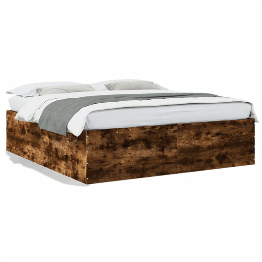 Bed Frame Smoked Oak 180x200 cm Super King Engineered Wood - Beds & Bed Frames