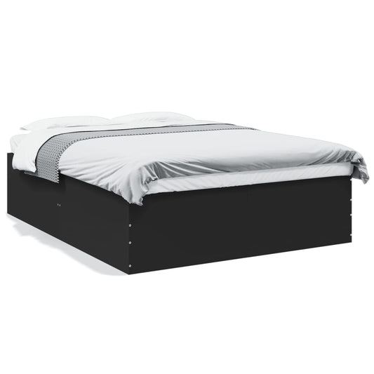 Bed Frame Black 160x200 cm Engineered Wood - Beds & Bed Frames