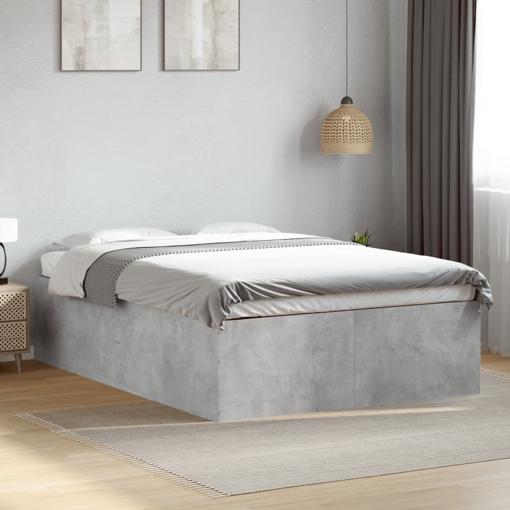 Bed Frame Concrete Grey 120x200 cm Engineered Wood - Beds & Bed Frames
