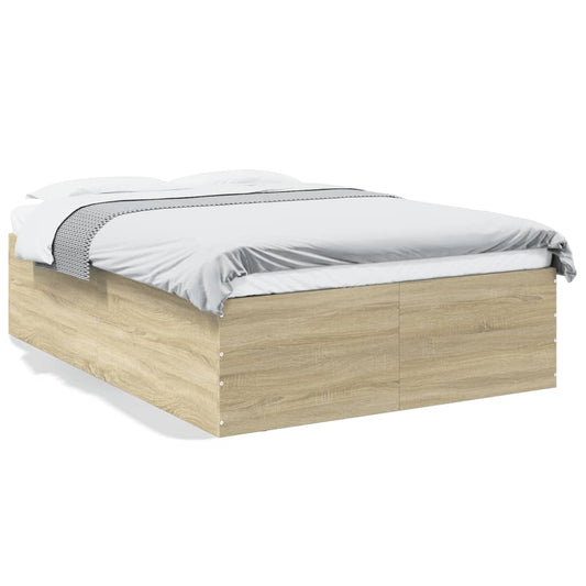 Bed Frame Sonoma Oak 135x190 cm Double Engineered Wood - Beds & Bed Frames