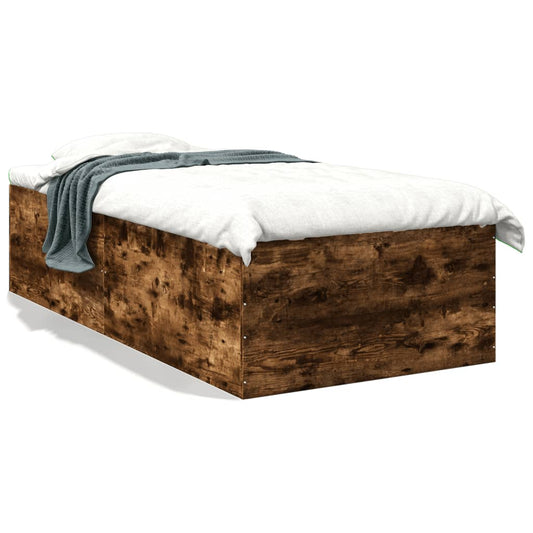 Bed Frame Smoked Oak 90x190 cm Single Engineered Wood