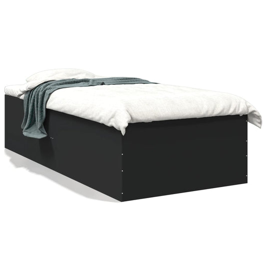 Bed Frame Black 75x190 cm Small Single Engineered Wood - Beds & Bed Frames