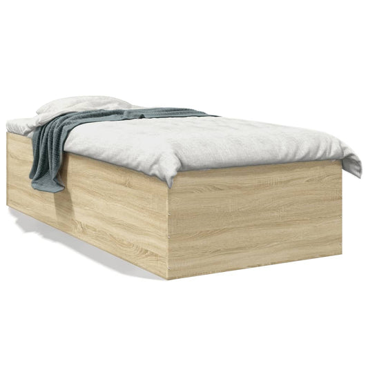 Bed Frame Sonoma Oak 75x190 cm Small Single Engineered Wood - Beds & Bed Frames