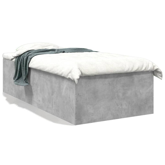 Bed Frame Concrete Grey 75x190 cm Small Single Engineered Wood - Beds & Bed Frames