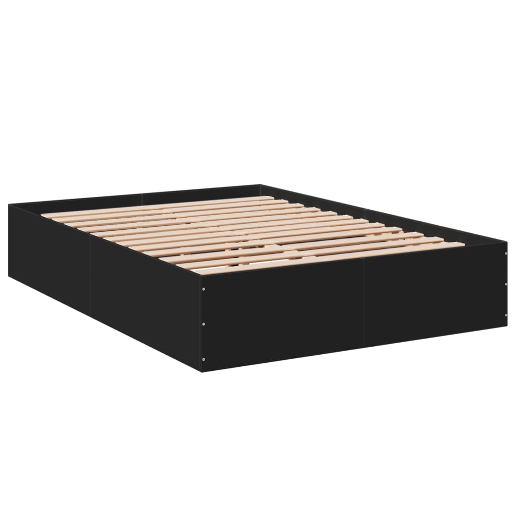 Bed Frame Black 135x190 cm Double Engineered Wood - Beds & Bed Frames