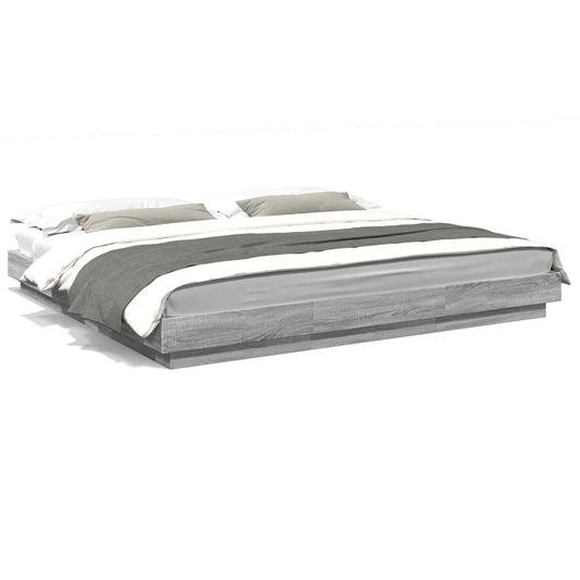 Bed Frame Grey Sonoma 180x200 Super King cm Engineered Wood