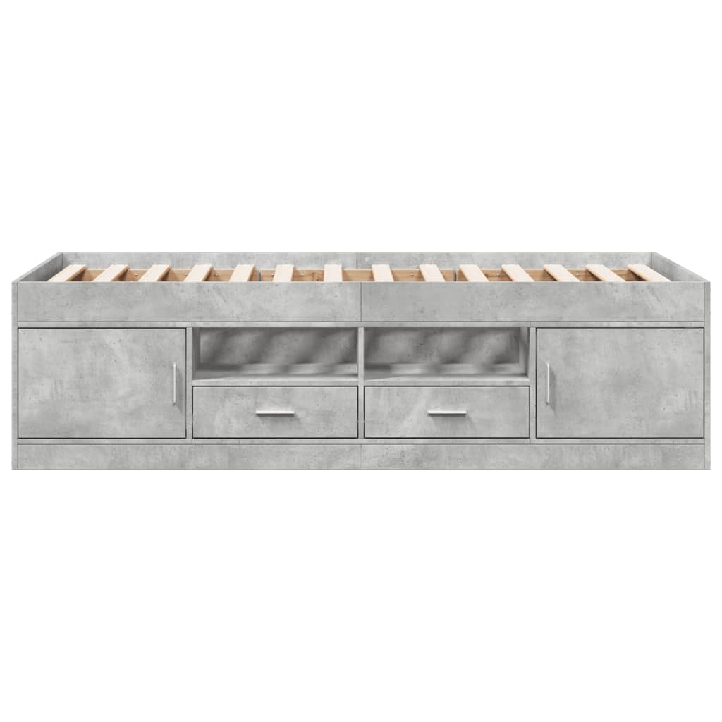 Daybed with Drawers Concrete Grey 90x190 cm Engineered Wood - Beds & Bed Frames