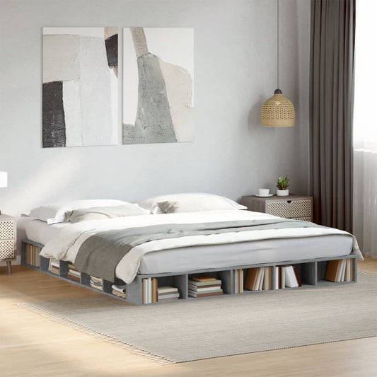 Bed Frame Concrete Grey 200x200 cm Engineered Wood