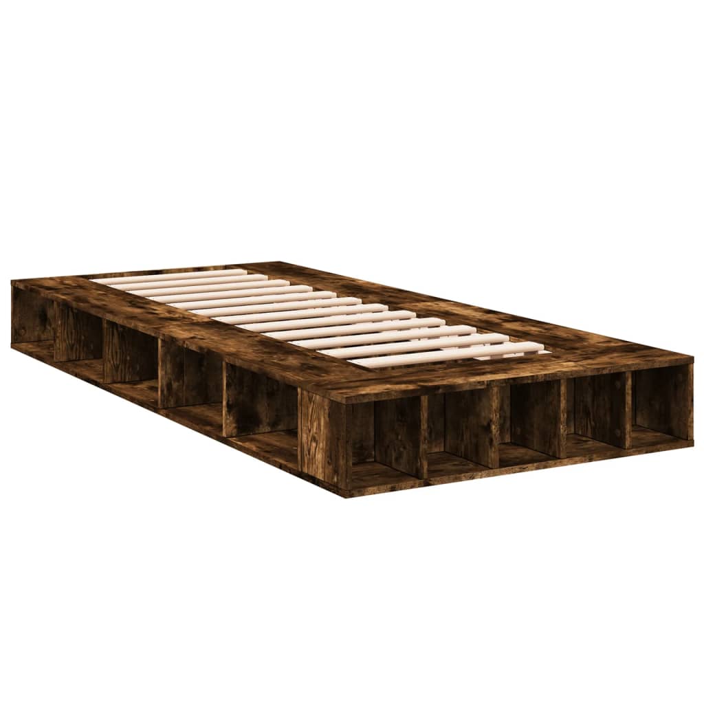 Bed Frame Smoked Oak 90x200 cm Engineered Wood - Beds & Bed Frames